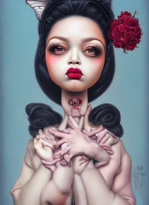 Prompt: pop surrealism, lowbrow art, realistic cute oprah winfrey painting, japanese street fashion, hyper realism, muted colours, rococo, natalie shau, loreta lux, tom bagshaw, mark ryden, trevor brown style,