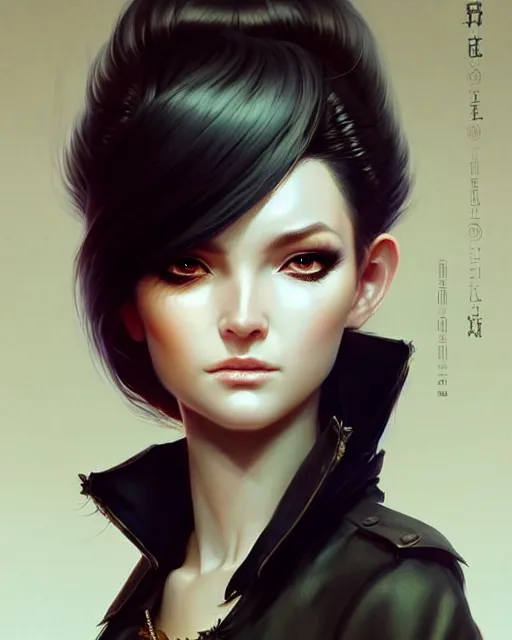 Image similar to fur - lined dragonhide jacket!!! beautiful and elegant female!! gorgeous ayes!! golden face ratio! character concept art, sharp focus, illustration, artgerm!! greg rutkowski! wlop!! ilya kuvshinov!! charlie bowater! octane render! unreal engine 5! highly rendered!! trending on artstation!!