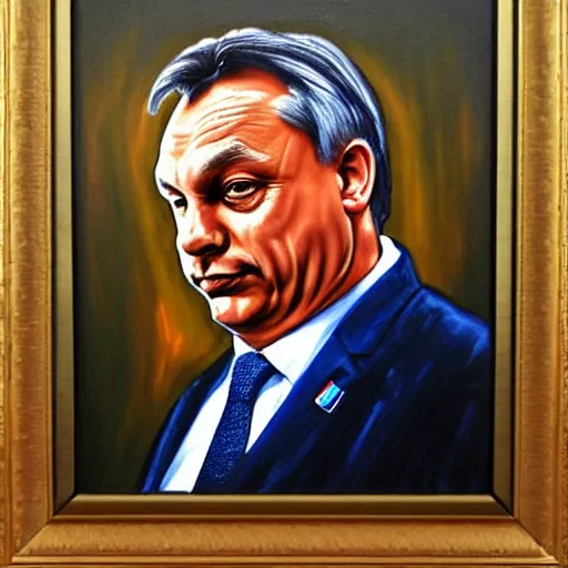 Prompt: viktor orban woodworking, oil painting