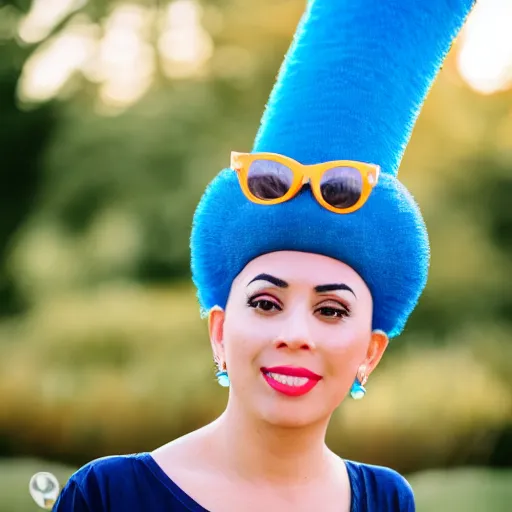 Prompt: portrait photo still of real life marge simpson!!!, 8 k, 8 5 mm f 1. 8,