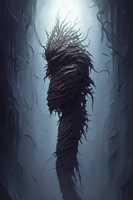 Image similar to professional concept art portrait of a ominous floating!! organic terrifying!! species thing in a dark room by artgerm and greg rutkowski. an intricate, elegant, highly detailed digital painting, concept art, smooth, sharp focus, illustration, in the style of cam sykes.