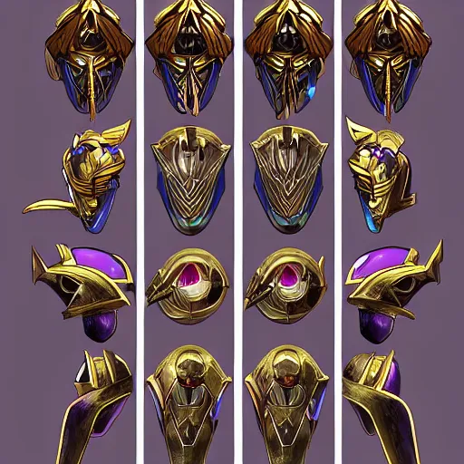 Image similar to azir league of legends armor fanart egyptian helmet ref sheet epic cinematic atmospheric menacing imposing ornate purple glowing eyes detailed digital art lineart shaded deviantart artstation 4 k