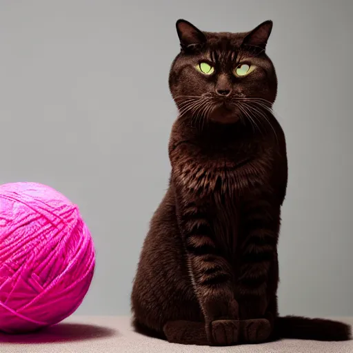 Image similar to photo of giant yarn ball next to a cat, taken with canon eos - 1 d x mark iii, bokeh, sunlight, studio 4 k