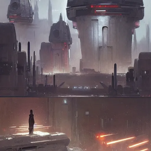 Prompt: star wars concept art by greg rutkowski, a big city with post - modern architecture, sharp foccus, cinematic ilumination, nostalgic atmosphere.