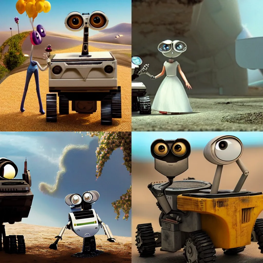 Prompt: the wedding of wall - e and eve