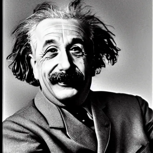 Image similar to Einstein laughing at Stalin, historical photo, high grain, black and white, highly detailed