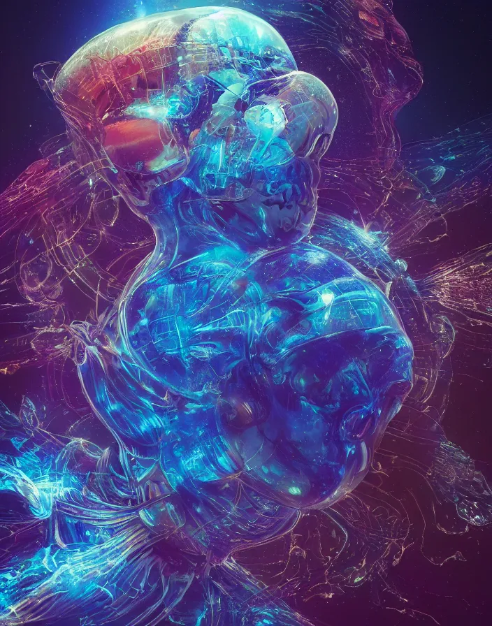 Prompt: Liminal space in outer space. beautiful princess. human skull jellyfish butterfly phoenix head. burning water. intricate artwork by Tooth Wu and wlop and beeple and dan mumford and greg rutkowski. halo. octane render, cinematic, hyper realism, octane render, 8k, depth of field, bokeh. iridescent accents