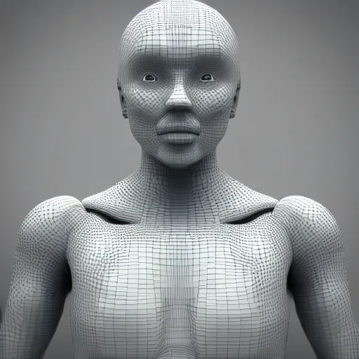 Prompt: AI as a humanoid, 3D render