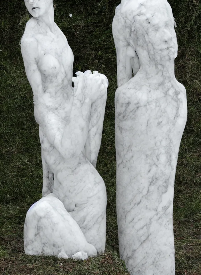 Image similar to intrincate carrara white marble mossy statue of Ancient Oblivium Object made by Kris Kuksi and HR Giger and Lois Greenfield