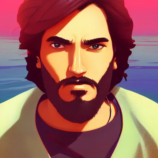 Prompt: portrait of sayid jarrah from lost, island background, rich vivid colors, ambient lighting, dynamic lighting, 4k, HQ, official media, anime key visual, makoto shinkai, ilya kuvshinov, lois van baarle, rossdraws, detailed, trending on artstation