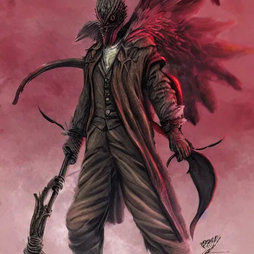 Prompt: Pidgeot in style of Bloodborne. Concept art, cosmic horror, body horror, ArtStation.