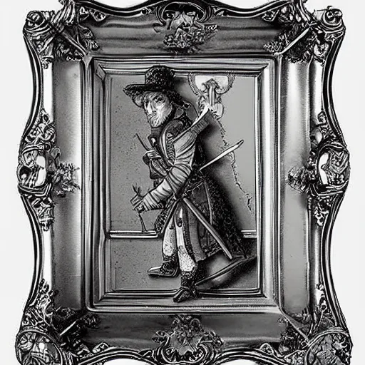 Image similar to a mirror in the shape of an antique silver tray shooting purple magic, d & d bestiary picture, digital art