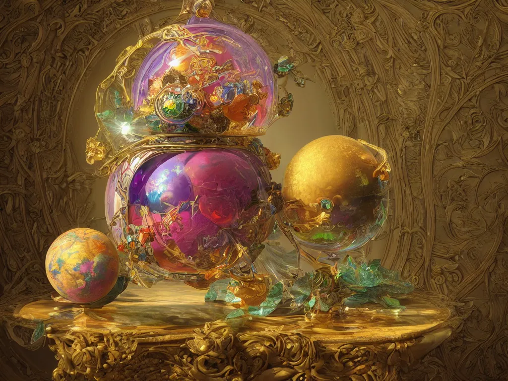 Prompt: 3d render, Sunlight Study, The orb of truth by Jan Davidsz de Heem and ((((Lisa Frank)))), Art Nouveau, 8k, extreme detail, sharp focus, octane render