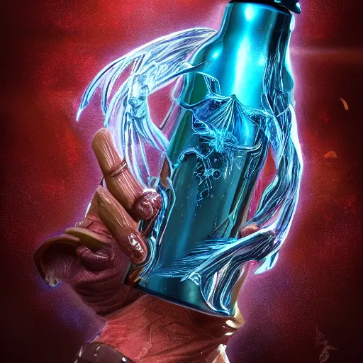 Image similar to highly secured water bottle containing entire unviverse, high detail, fantasy art, concept art, 4 k, ultra detail, computer art