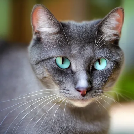 Prompt: grey cat with green eyes