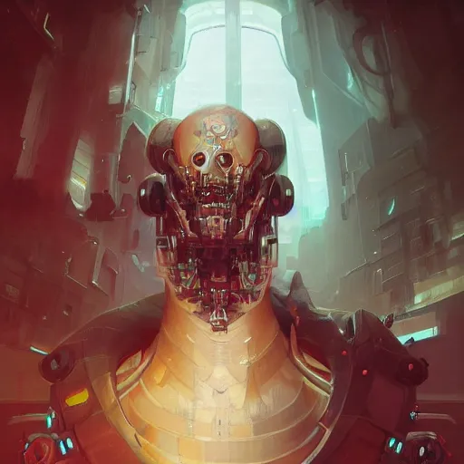 Image similar to portrait of a grotesque cybernetic ghoul, cyberpunk concept art by pete mohrbacher and artgerm and wlop and greg rutkowski and deathburger, digital art, highly detailed, intricate, sci-fi, sharp focus, Trending on Artstation HQ, deviantart, unreal engine 5, 4K UHD image