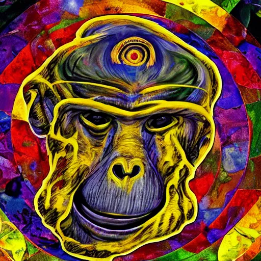 Image similar to stoned ape theory, psilocybin mushrooms, abstract, evolution