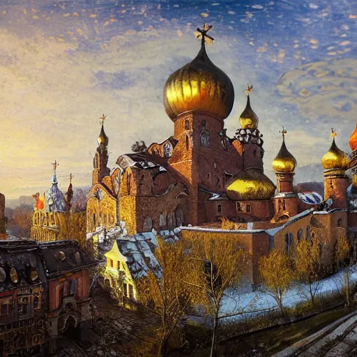 Prompt: photo beautiful magical ancient Slavic Russian city of Kitezh, fisheye lens, painting by Viktor Vasnetsov, concept art, magical city, fantasy cityscape, ancient Slavs, wooden buildings, ancient Russian architecture, terem, hyperborea, top cinematic lighting , cinematic mood, very detailed, 8k, high resolution, trending on artstation, artstationHD, painting by Nicholas Roerich,