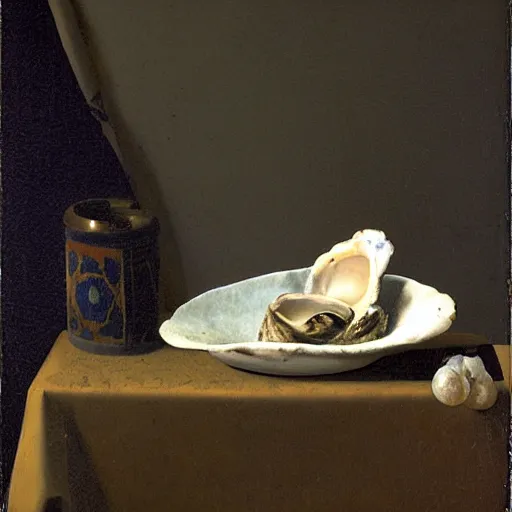 Image similar to an empty oyster, by johannes vermeer