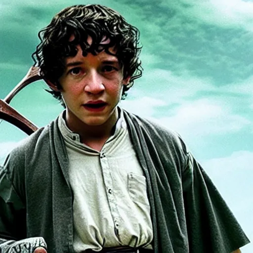 Prompt: morgan freeman as frodo in lord of the rings