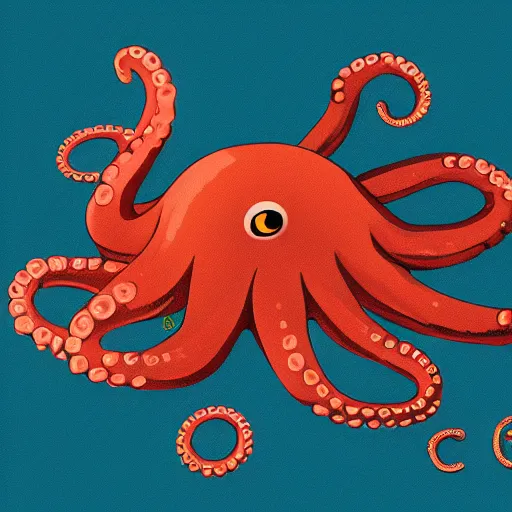 Prompt: octopus logo painting by tim biskup, matte background, digital painting, minimal, trending on artstation