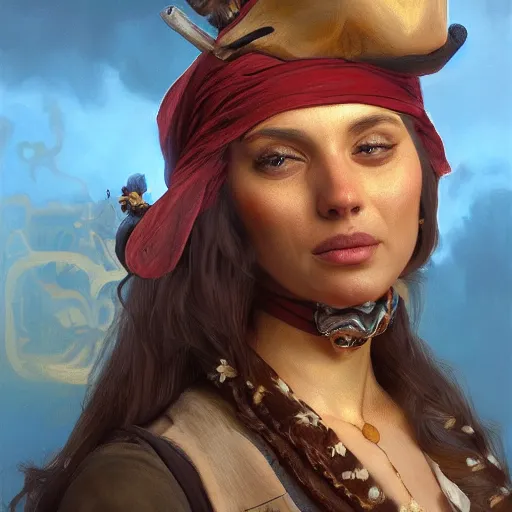 Image similar to Portrait of a Cat as a Pirate, photo, highly detailed oil painting, photorealistic, highly detailed, digital painting, artstation, concept art, smooth, sharp focus, illustration, art by artgerm and greg rutkowski and alphonse mucha