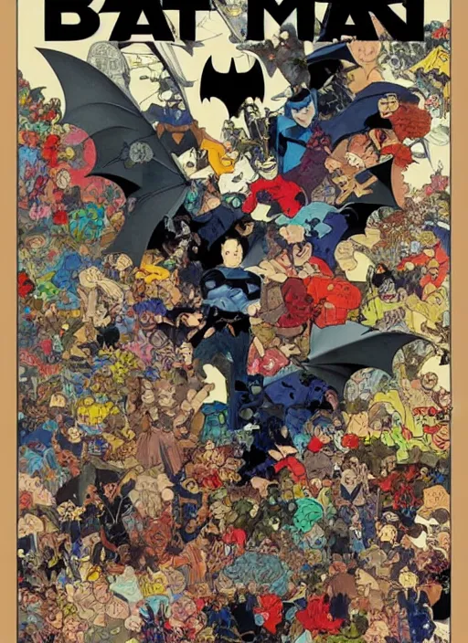 Image similar to !!!!! very coherent!!!!! oil painting, batman poster detailed patterns, bats pop art, bats splash painting, bats, art by geof darrow, ashley wood, alphonse mucha, makoto shinkai, dark shadow