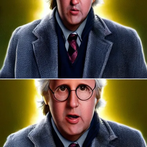 Prompt: movie still of chevy chase staring in harry potter, movie still, high resolution, highly detailed, realistic lighting, artstation