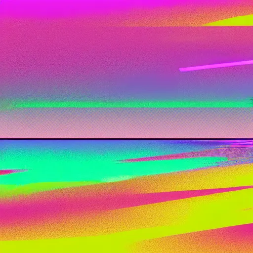 Image similar to giant spectrum bars stretching across the horizon of the ocean, hip hop, vaporwave, abstract, neon, illustration by Liechtenstein, detailed, 4k