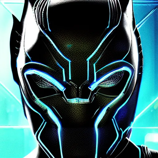 Image similar to Cyberpunk Black Panther, close up shot, neon, cyborg, futuristic, photorealistic, 8K,