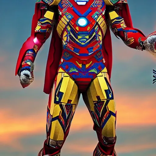 Prompt: Aztec Aztec Aztec Aztec Aztec themed Iron man 4k ultra HD, super hero pose, full body photo