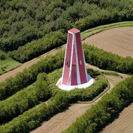 Image similar to Belltower of Burg Güssing in Südburgenland. Aerial photograph of landart installation by Christo Vladimirov Javacheff.