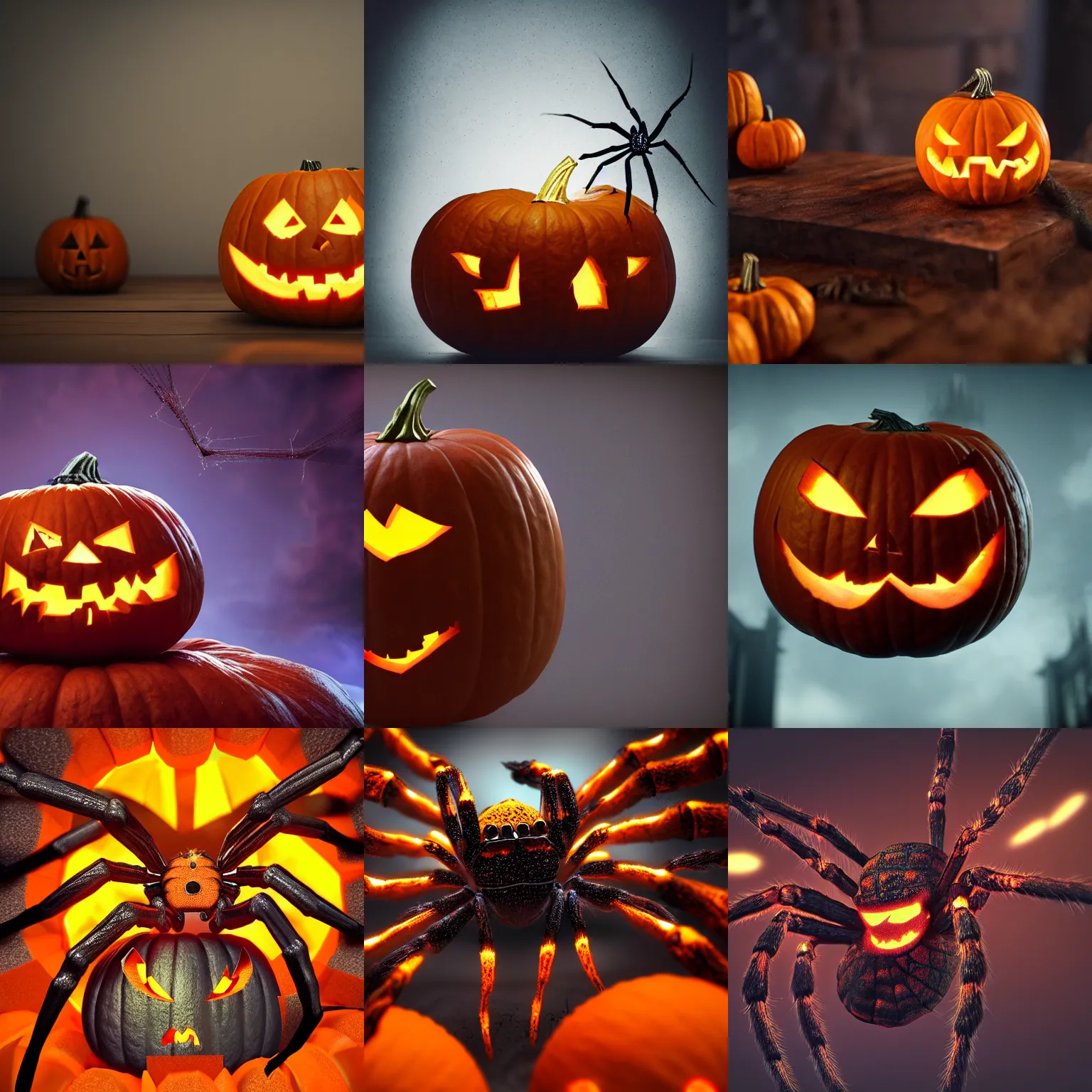 Prompt: Spider mixed with a Pumkin, fantasy, 4k cinematic lighting, HD, high details, dramatic, epic atmospher