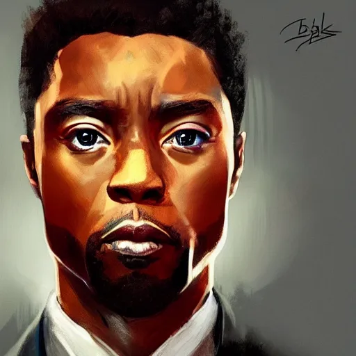 Image similar to chadwick boseman, elegant, intricate, headshot, highly detailed, digital painting, artstation, concept art, sharp focus, illustration, portrait