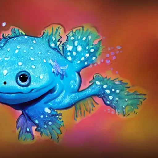 Prompt: a cute blue axolotl, under water, fantasy style