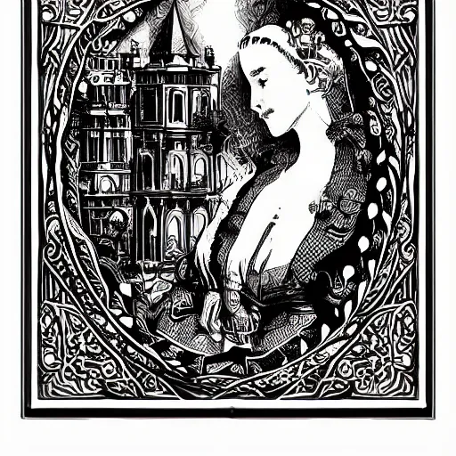 Prompt: concept art of a Victorian detailed print | victorian | candle flame | black and white color scheme by David Carson