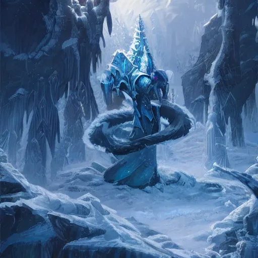 Image similar to cold portrait of ice spikes rising from the ground, epic fantasy style, in the style of Greg Rutkowski, hearthstone artwork