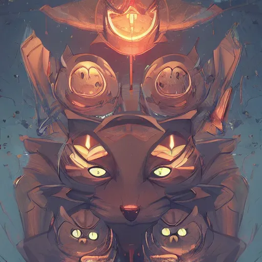 Image similar to an end of the universe will become a beginning for cats, artstation hq, dark phantasy, stylized, symmetry, modeled lighting, detailed, expressive, created by hideo kajima