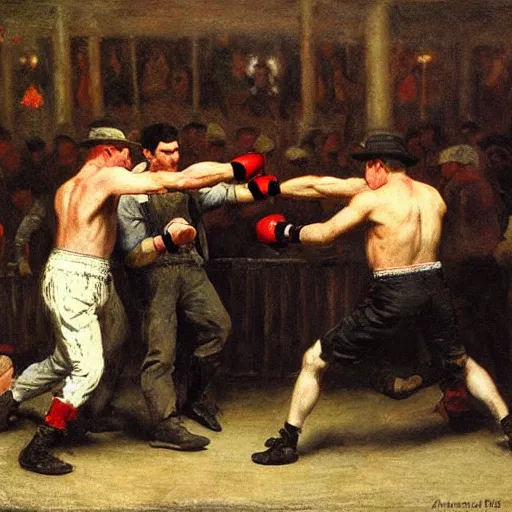 Prompt: bare knuckle boxing tournament by alfred stevens