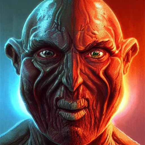 Image similar to bright, colorful, realistic, detailed from Elder Scrolls: shivering isles concept art Geiger and Beksiński flesh atronach backlighting, kodachrome, high contrast, highly detailed, sharp focus, digital painting, concept art, illustration, trending on artstation, comic book by Alex Ross and Adam Adamowicz cover art