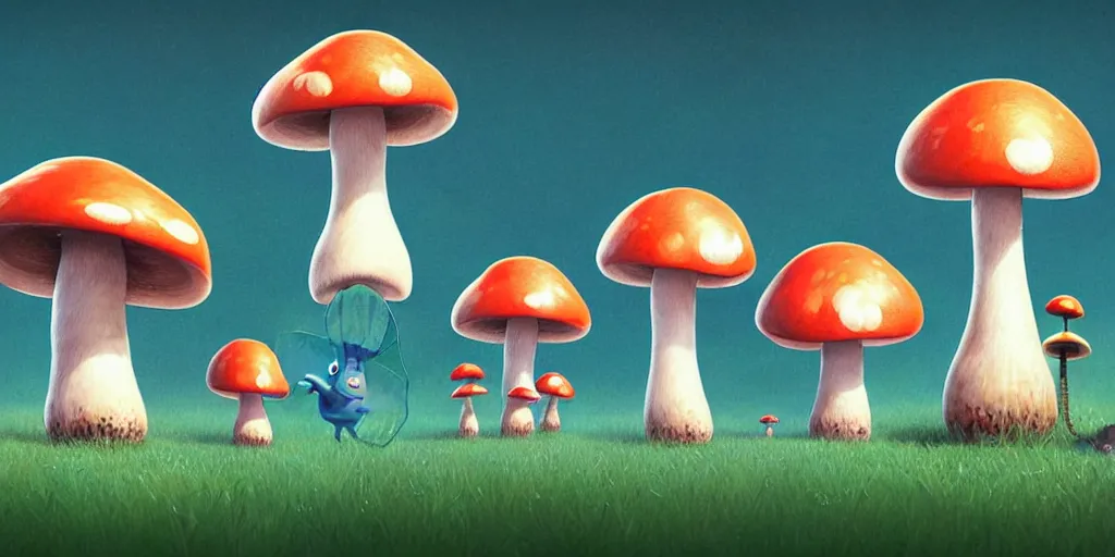 Image similar to 360 degree equirectangular, anthropomorphic mushroom family portrait, Art Deco nature, fantasy, Pixar cute character design, intricate art deco mushroom patterns, elegant, sharp focus, art by Artgerm and beeple and Greg Rutkowski and WLOP, 360 degree equirectangular, 360 monoscopic equirectangular