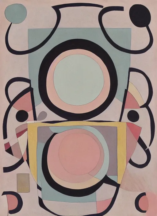 Prompt: squared eyeball with geometric shapes and patterns, muted color palette, symmetric, symbolist, abstract, spiritual art painting by Hilma At Klint