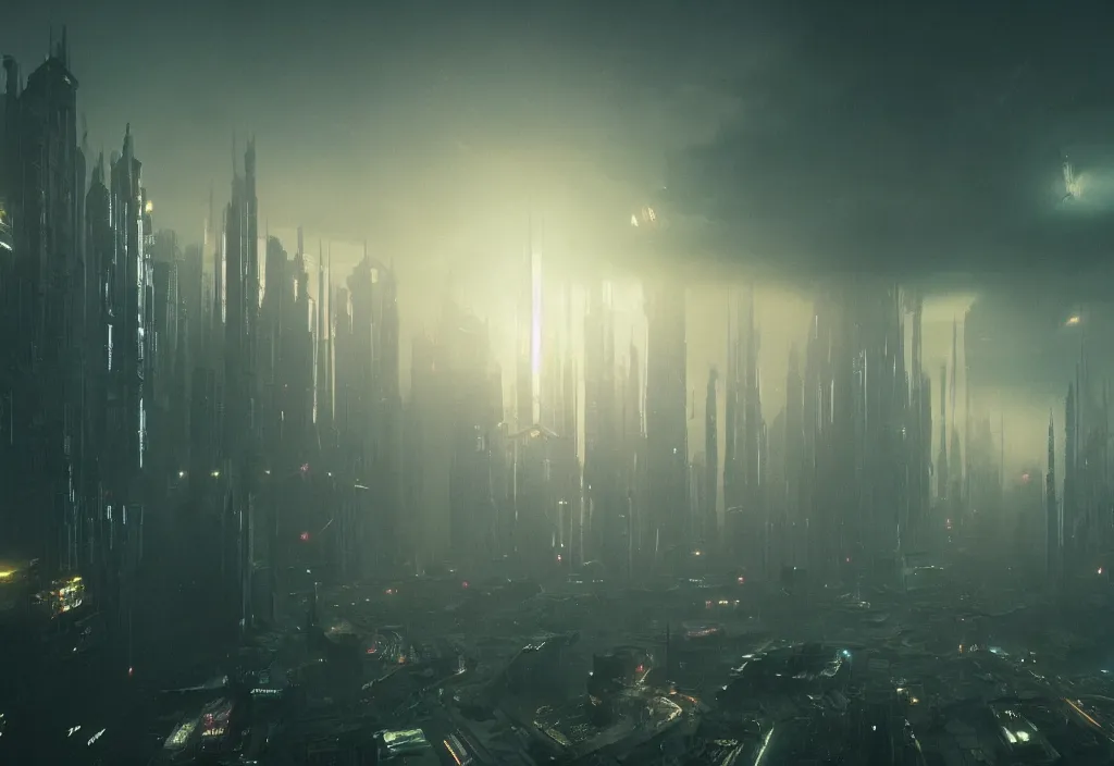 Image similar to a dramatic epic ethereal stunning beautiful and insanely detailed matte painting of a Blade Runner movie still, lens flares, atmospheric and vaporwave composition, digital art by John Martin and Simon Stalenhag, winning-award masterpiece, fantasy, octane render, 8K HD Resolution, High quality image