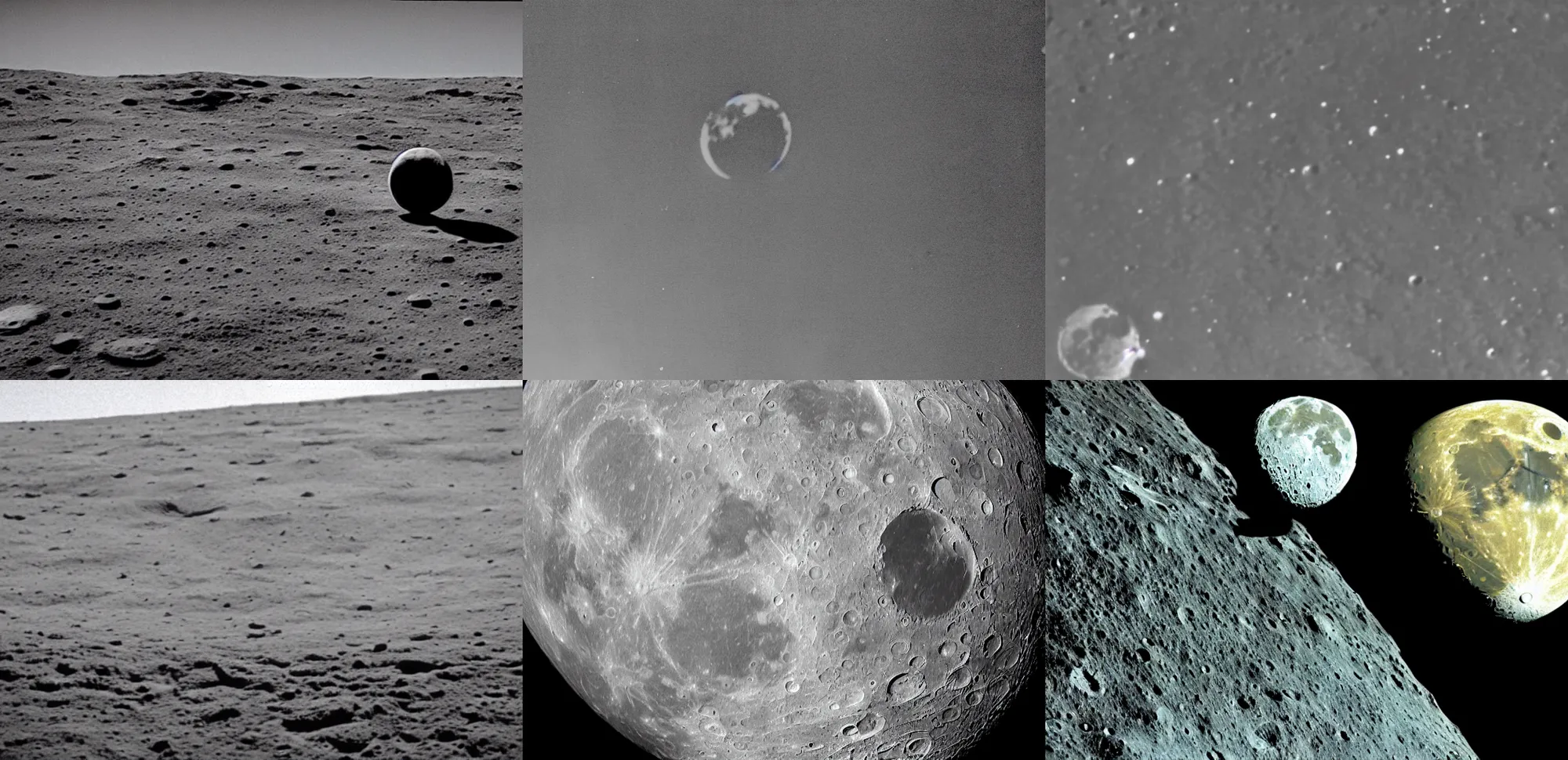 Prompt: 35mm Vistavision movie still of the landscape of the moon with earth in the background