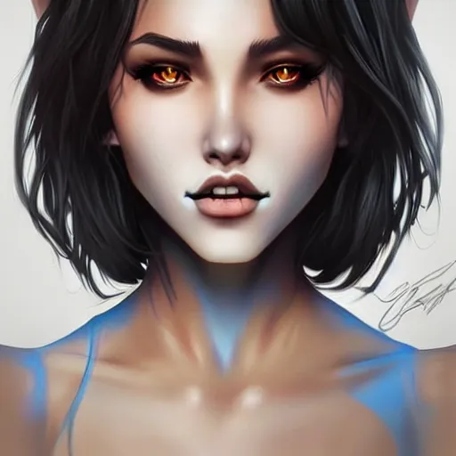 Image similar to beautiful female werewolf, digital painting, concept art, highly detailed, smooth, art by artgerm and ilya kuvshinov