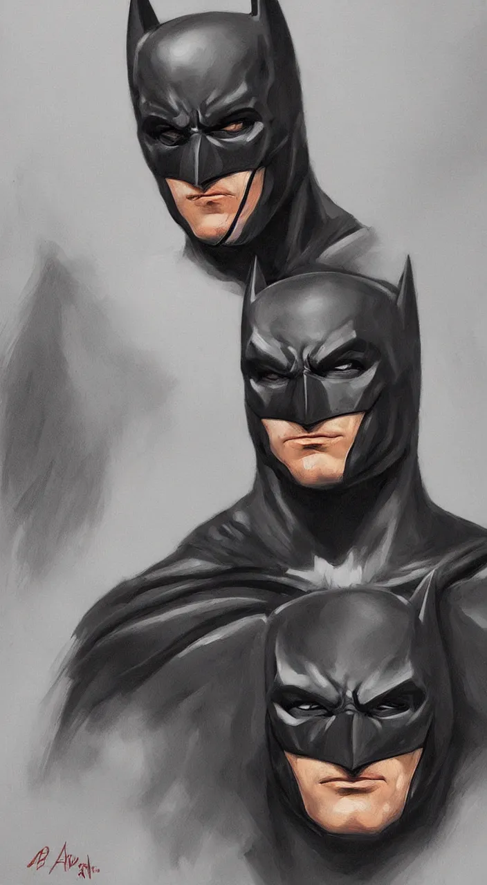 Image similar to a portrait painting of the Batman, trending on artstation