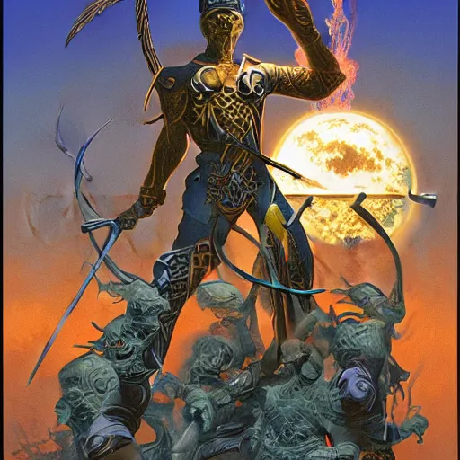 Image similar to The Ignoble Warrior, cover art by Michael Whelan