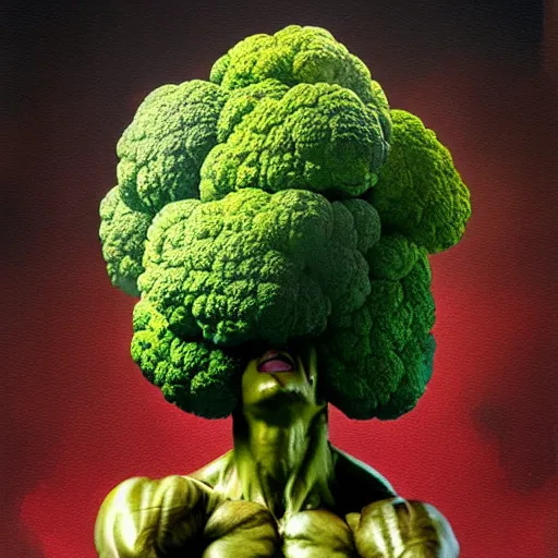 Prompt: a bodybuilder with a broccoli head in Rococo art, artstation, Greg rutkowski
