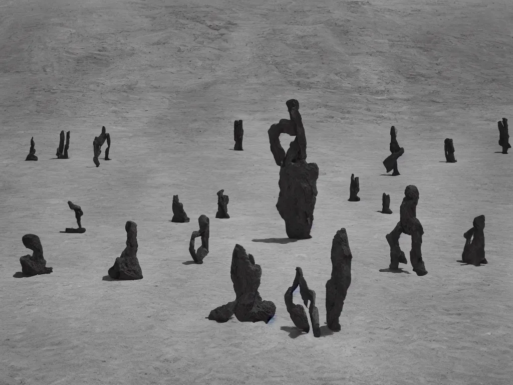 Prompt: to fathom hell or soar angelic, just take a pinch of psychedelic, colossal minimalistic necktie sculptural installation by antony gormley and anthony caro, photographed by sebastiao salgado