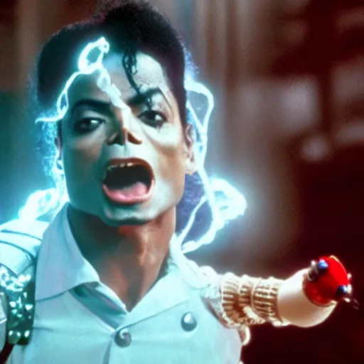 Prompt: stunning awe inspiring michael jackson playing a ghostbuster in the movie ghostbusters, movie still 8 k hdr atmospheric lighting